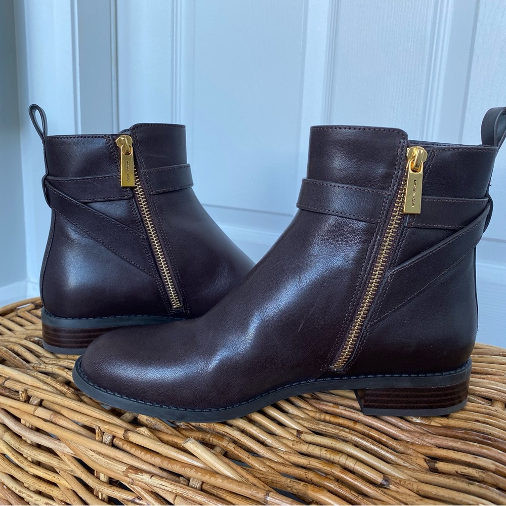 Michael Kors Brown Ankle Boots with Gold Hardware - Picture 2 of 5